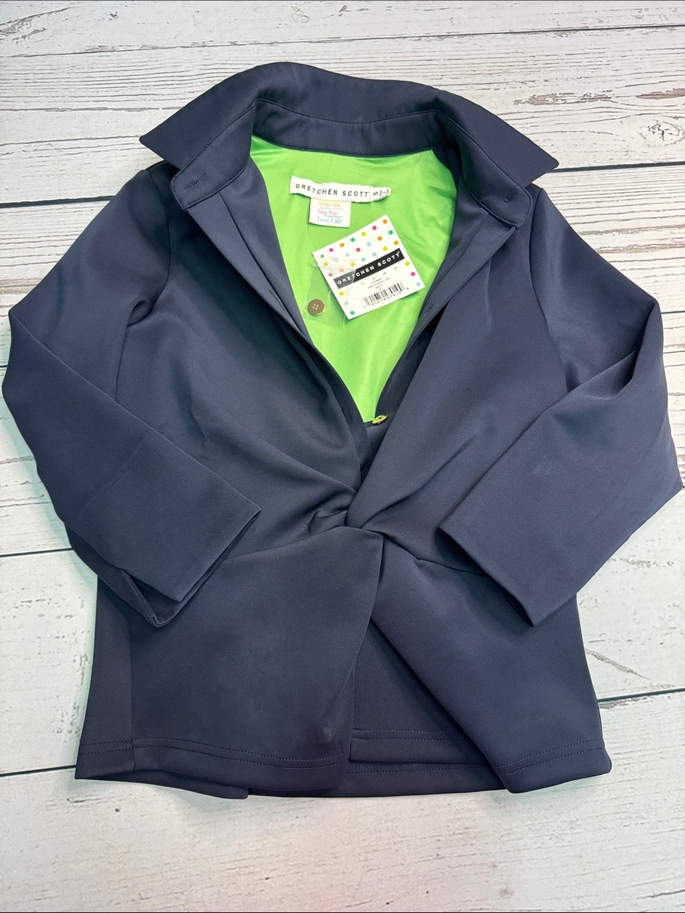 Women’s Gretchen Scott Twist and Shout Navy Top Size S NWT